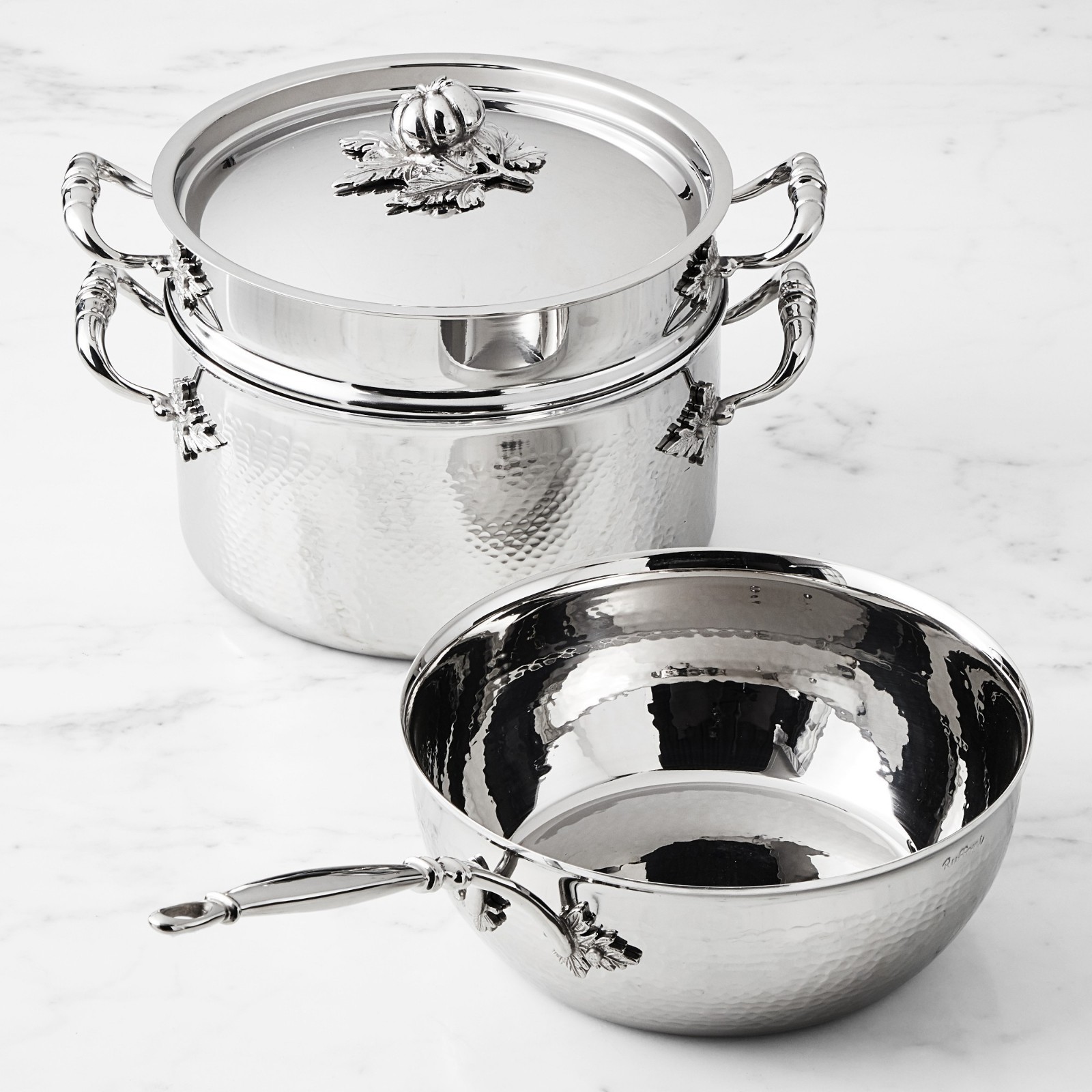 Ruffoni Opus Prima Hammered Stainless-Steel 4-Piece Pasta Set, Free & Fast Shipp