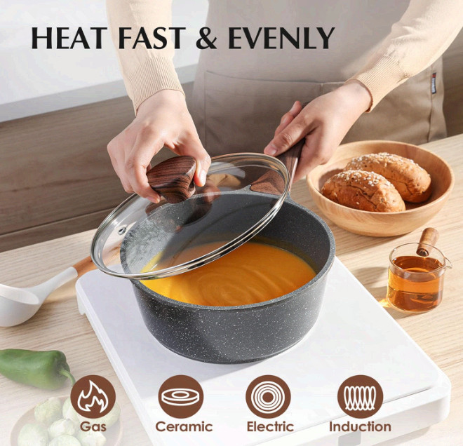 SENSARTE 13PC Nonstick Cookware Set Swiss Granite Induction