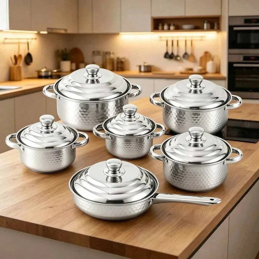 12-Piece Stainless Steel Non-Stick Cookware Set Pots Pans