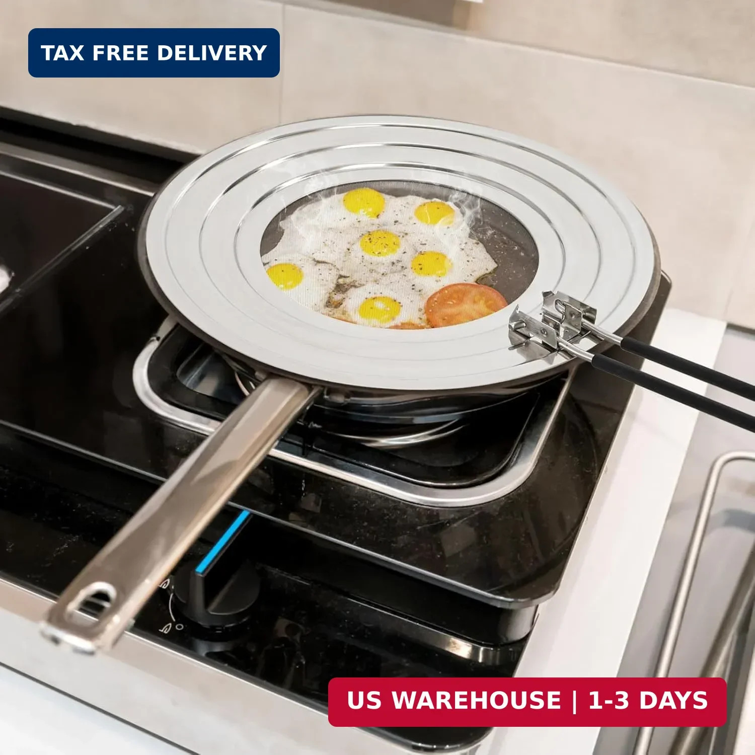 Frcctre 2 Pack Stainless Steel Splatter Screen for Frying Pan, 12 Inch Grease Sp