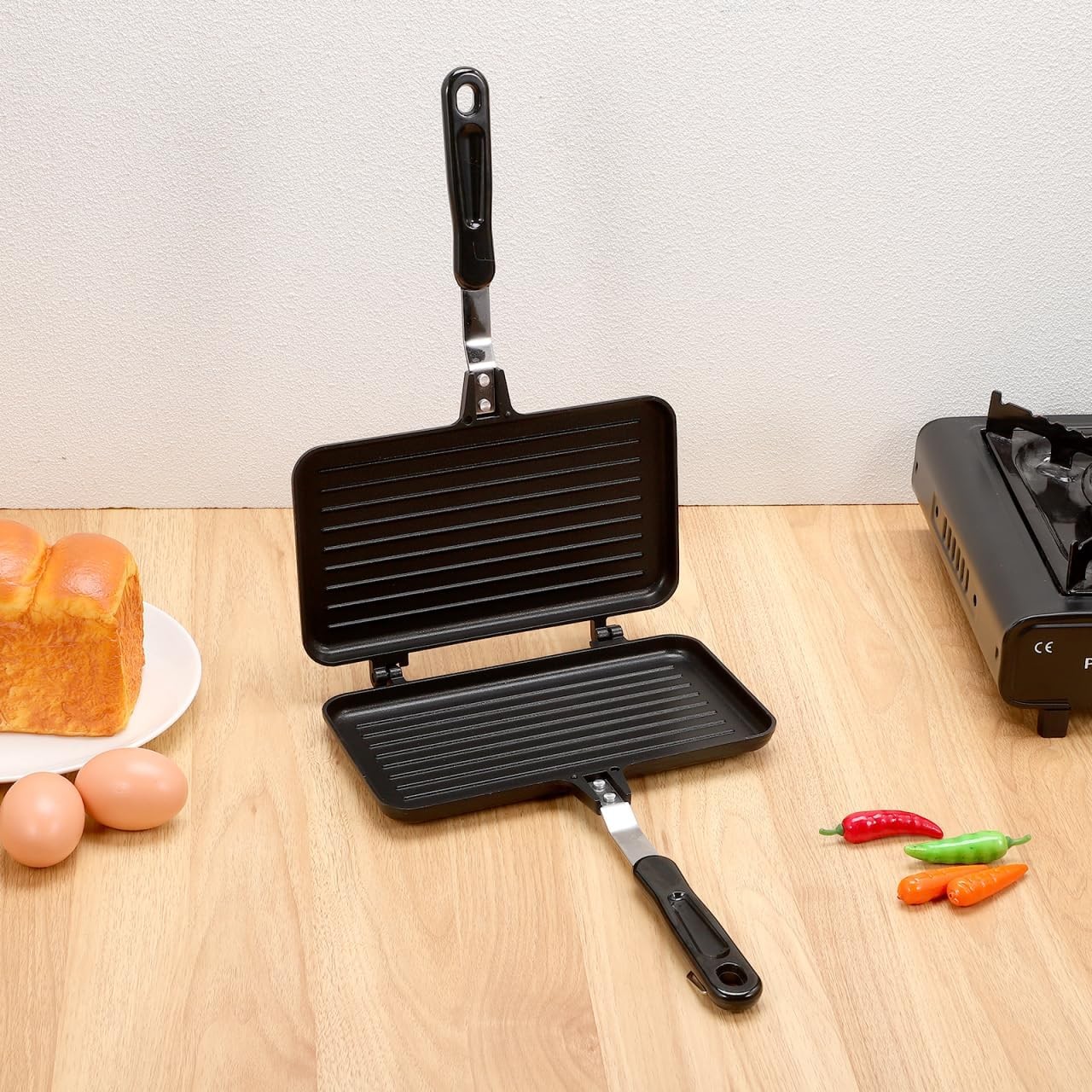 Double- Sided Frying Pan Non- Stick Grill Pan Waffle Maker Sandwich Baking Mold