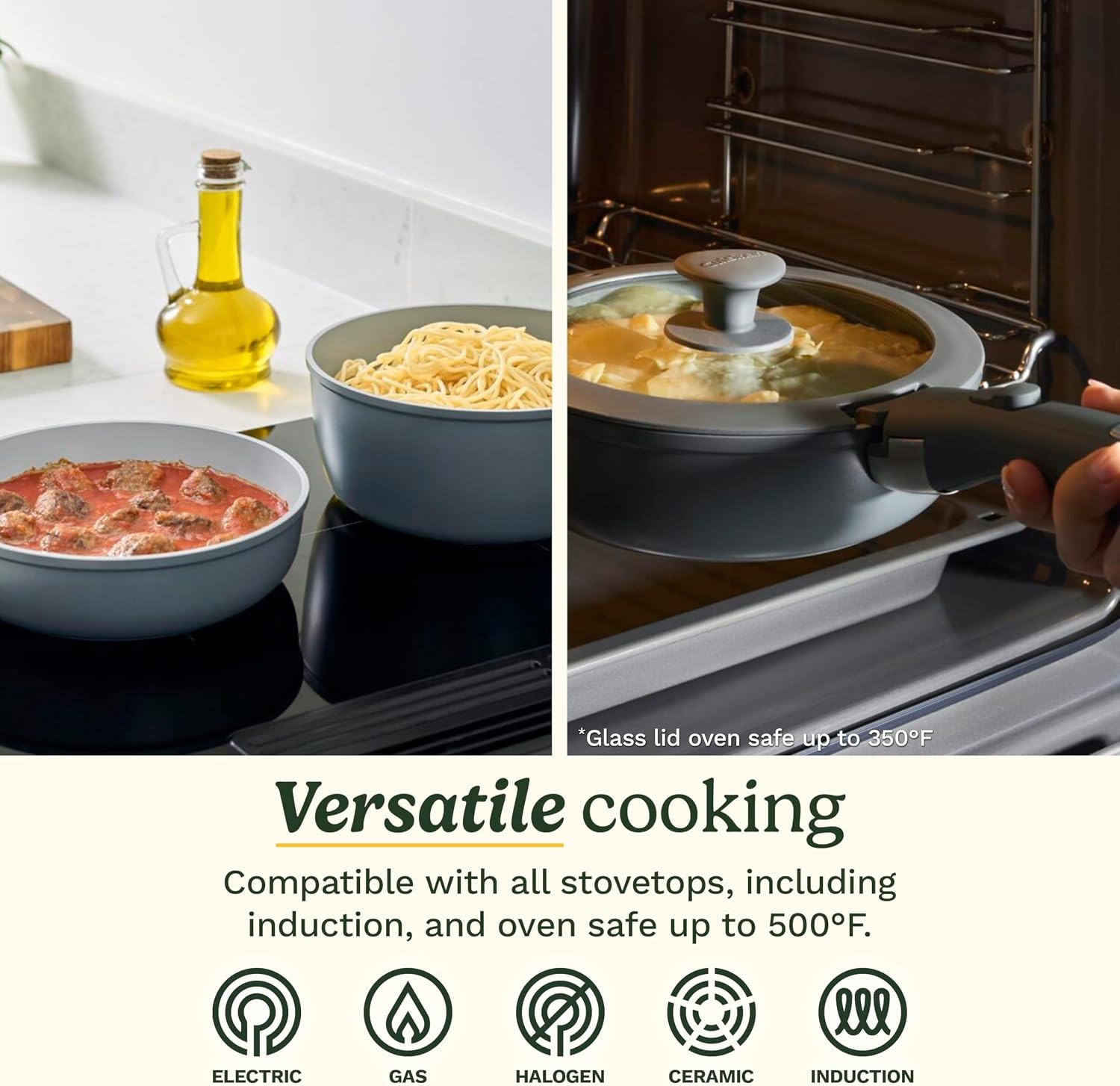13-Pc, ClickSmart Nonstick Detachable Handle Ceramic Cookware, Pots and Pans
