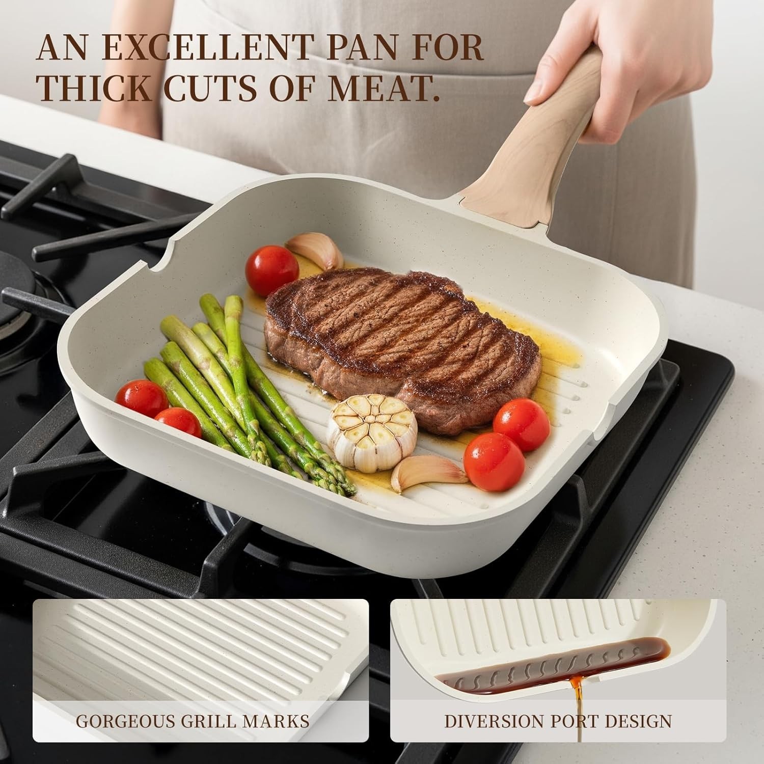 Ceramic Pots and Pans Set Nonstick Teflon Free Induction Cookware Kitchen