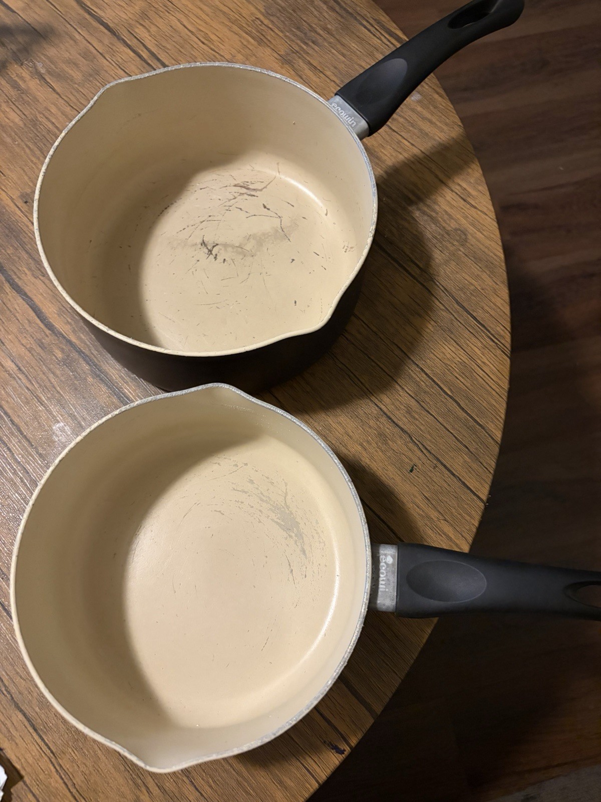 2-Piece Nonstick 2 qt Saucepan Set w/ Pour Spouts, Black Handles