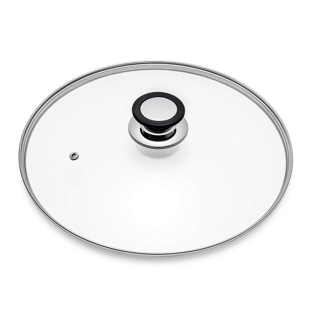 Glass Lid for Frying Pan, Fry Pan, Skillet, Pan Lid with Handle Coated in Silico