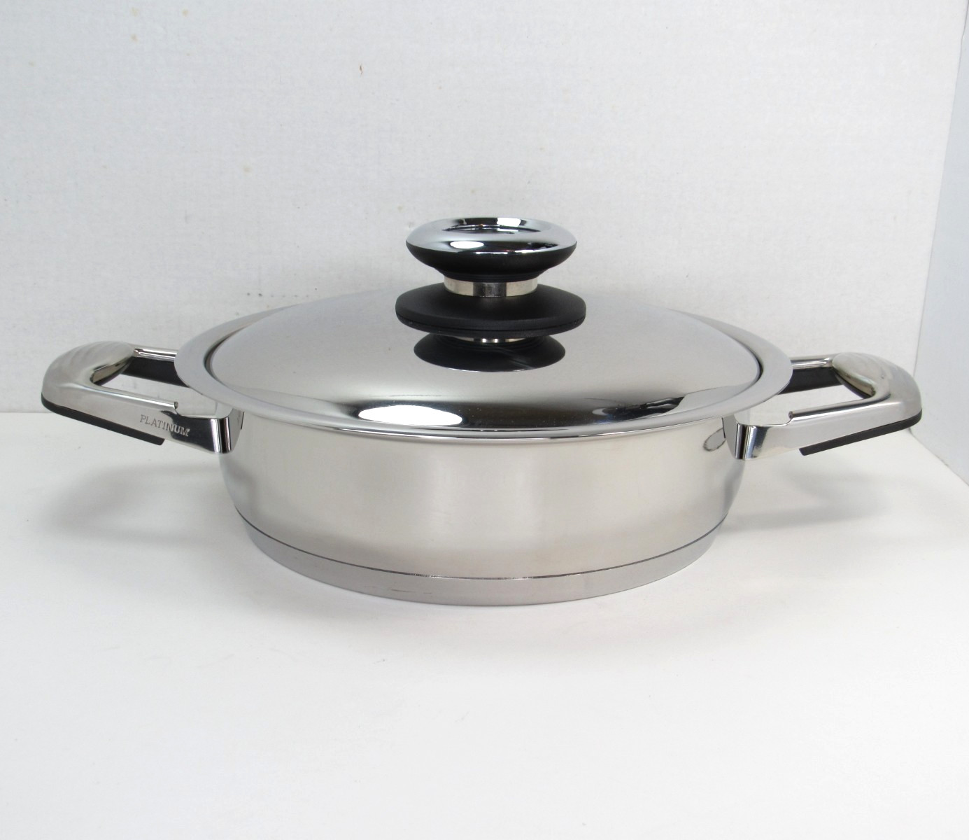 Platinum Professional Cookware Large Skillet Sauté Pan Titanium T304S + Lid