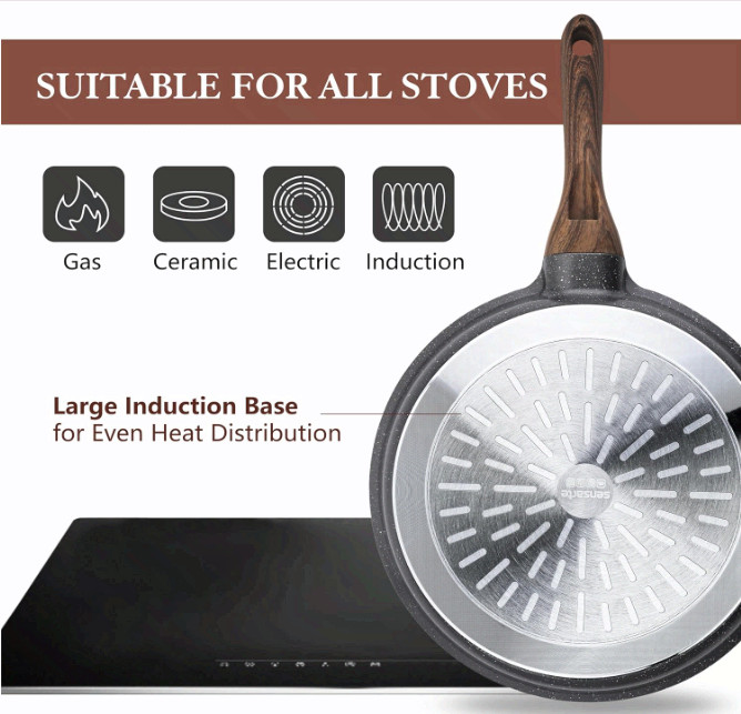 SENSARTE 13PC Nonstick Cookware Set Swiss Granite Induction
