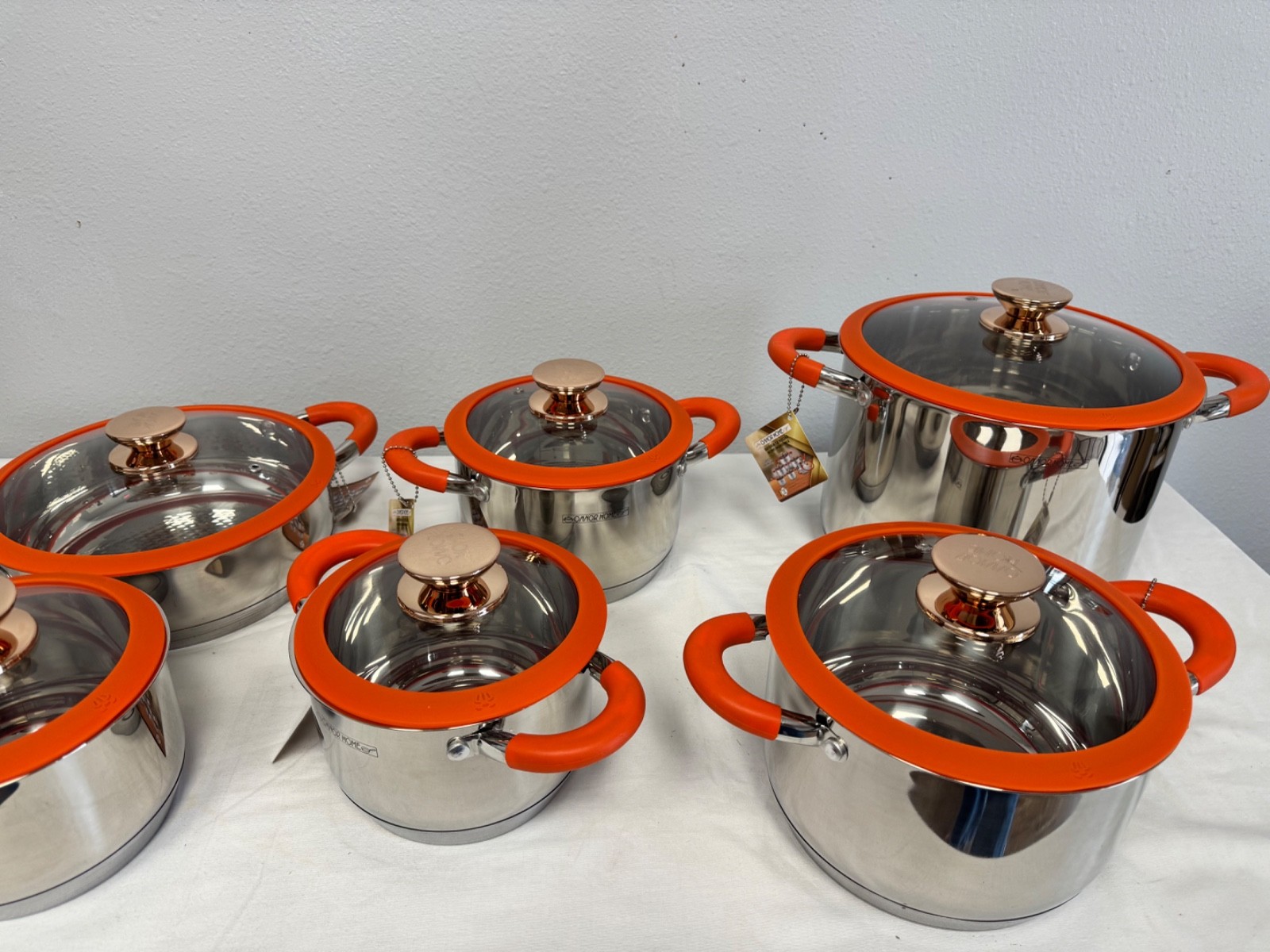 12-Piece Stainless Steel Cookware Set Induction Ready GALES PREMIUM-ORANGE