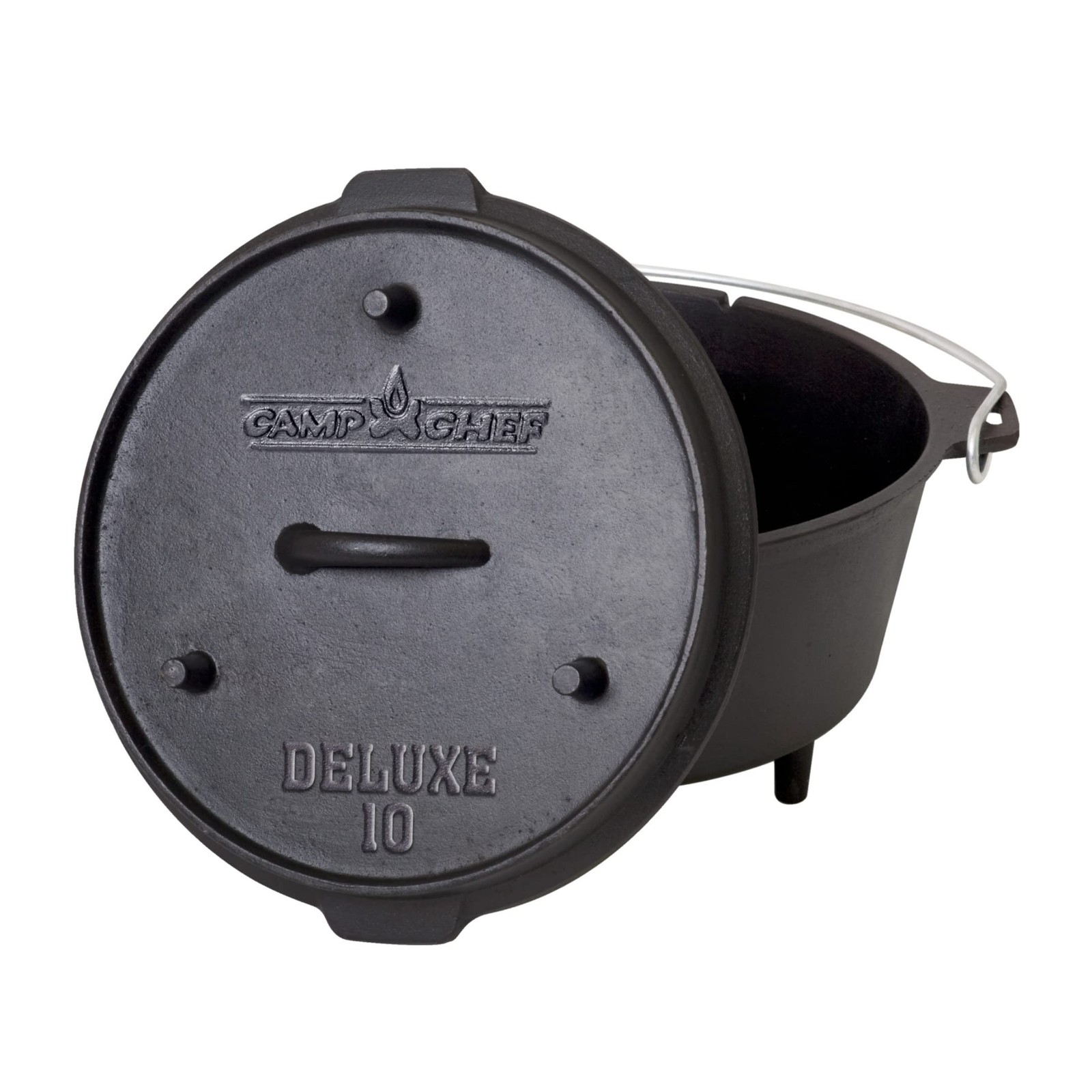 Camp Chef Do10-6 Quart Dutch Oven Pre-Seasoned Cast Iron Lift Tool And Lid D010