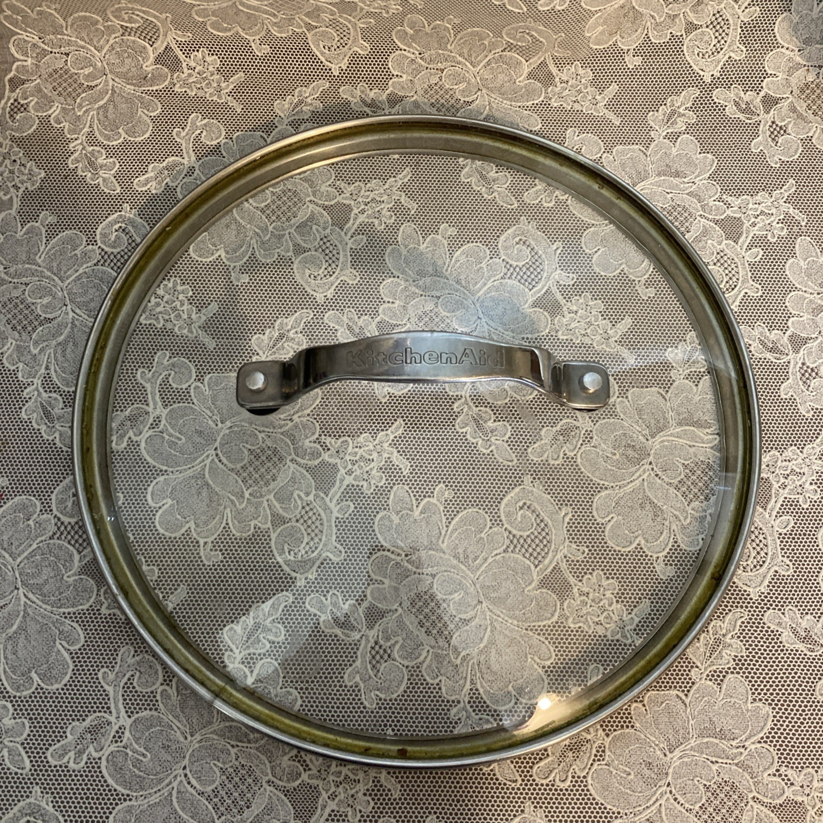 KitchenAid 10 Inch Tempered Glass Replacement Lid Stainless Steel Rim Handle