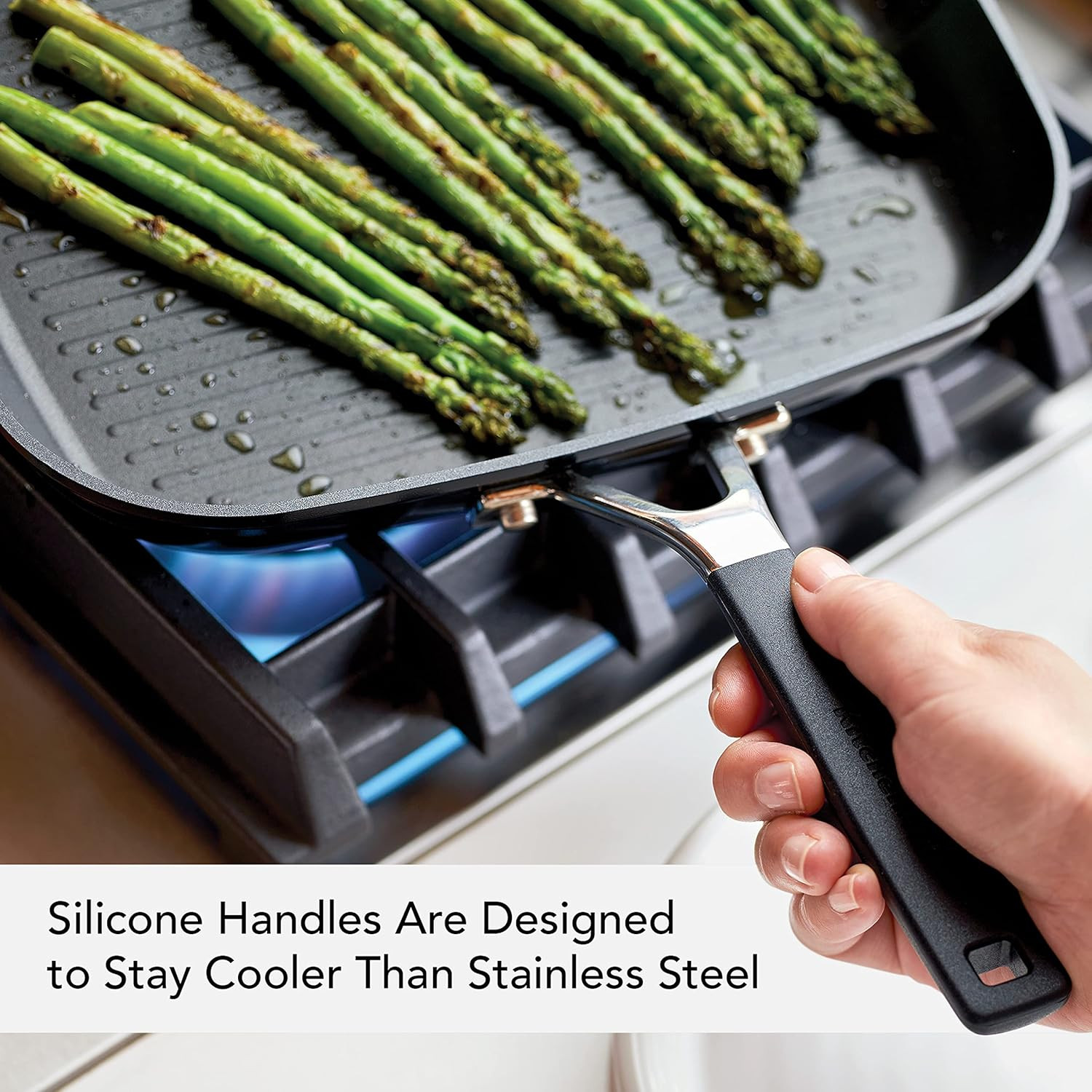 84808 Hard Anodized Nonstick Square Grill Pan/Griddle with Pour Spouts, 11.25 In