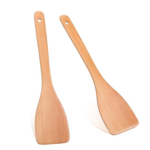 Wood Spatula for Cooking – 13 Inch Uncoated Beech Wood Spatula – Non Scratch