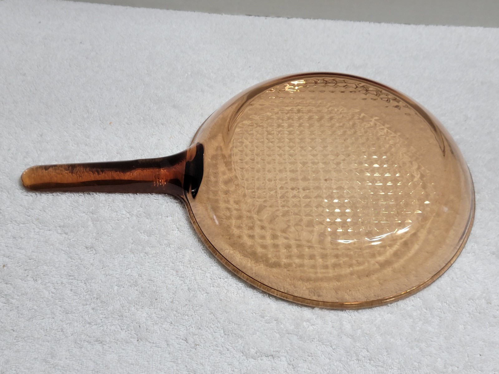 Vintage Vision Corning Ware 10″ Frying Pan Waffle Bottom Amber Skillet USA Made