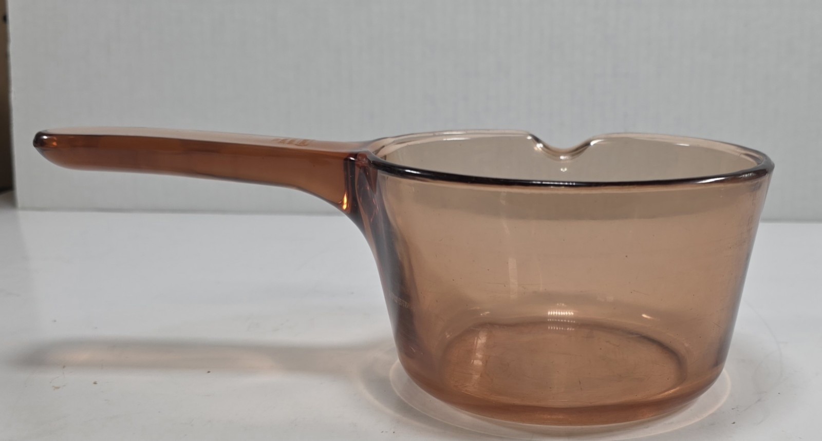 Vintage Visions Corning France 0.7L Amber Glass Saucepan Pot Spout NO LID Vtg