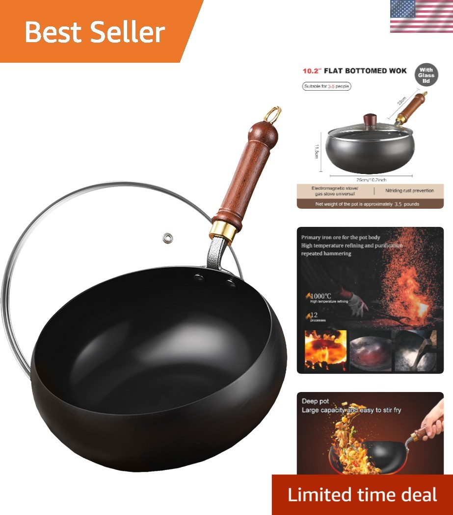Durable Non-Chemical Coated 10.2 Inch Carbon Steel Wok – Ideal for Stir-Frying