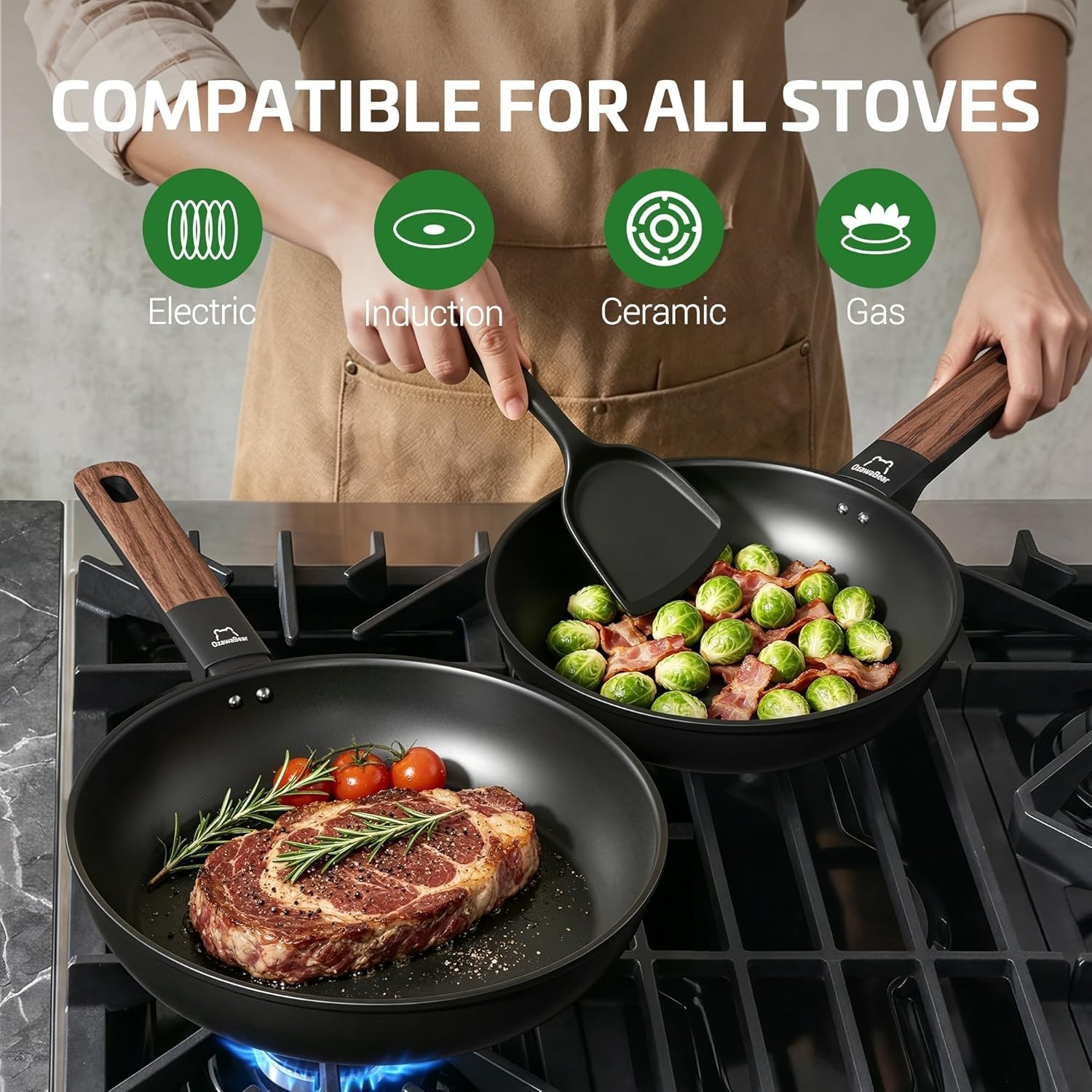 Non Stick Frying Pan Skillet, Titanium Coating Fry Pan Egg Pan Omelet Pan Non…
