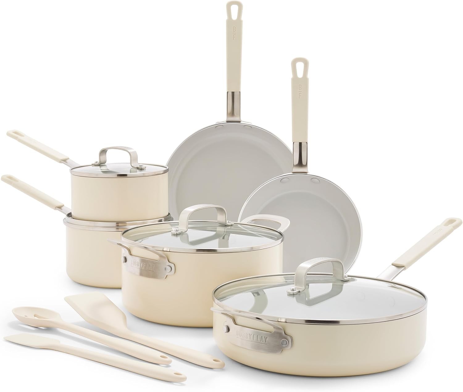 x Bobby Flay 13 Piece Nonstick Cookware Pots and Pans Set, PFAS-Free Diamond Cer
