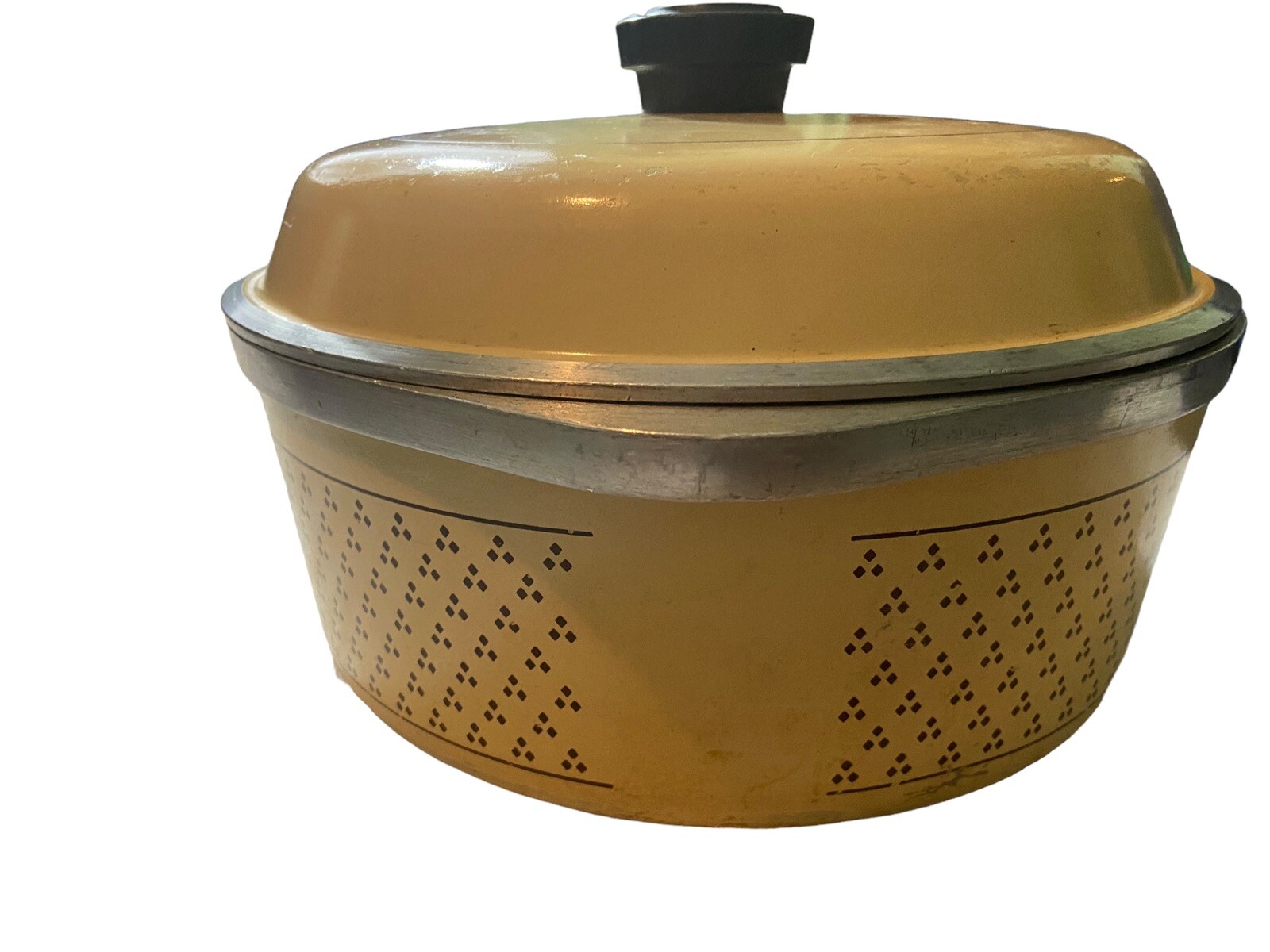 Vintage Sears Roebuck Cast Aluminum Nonstick Interior Harvest Gold Dutch Oven