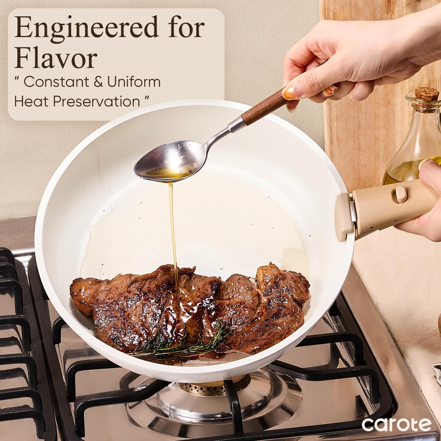 19Pcs Pots and Pans Non Stick, Cookware Sets Detachable Handle, Induction Kitche