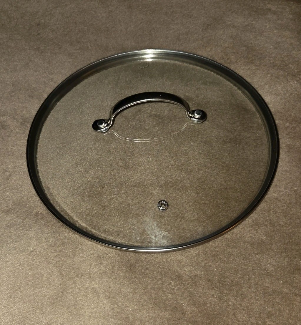 Curtis Stone 10″ Vented Lid For Pot Stainless Steel Rim Dense Tempered Glass
