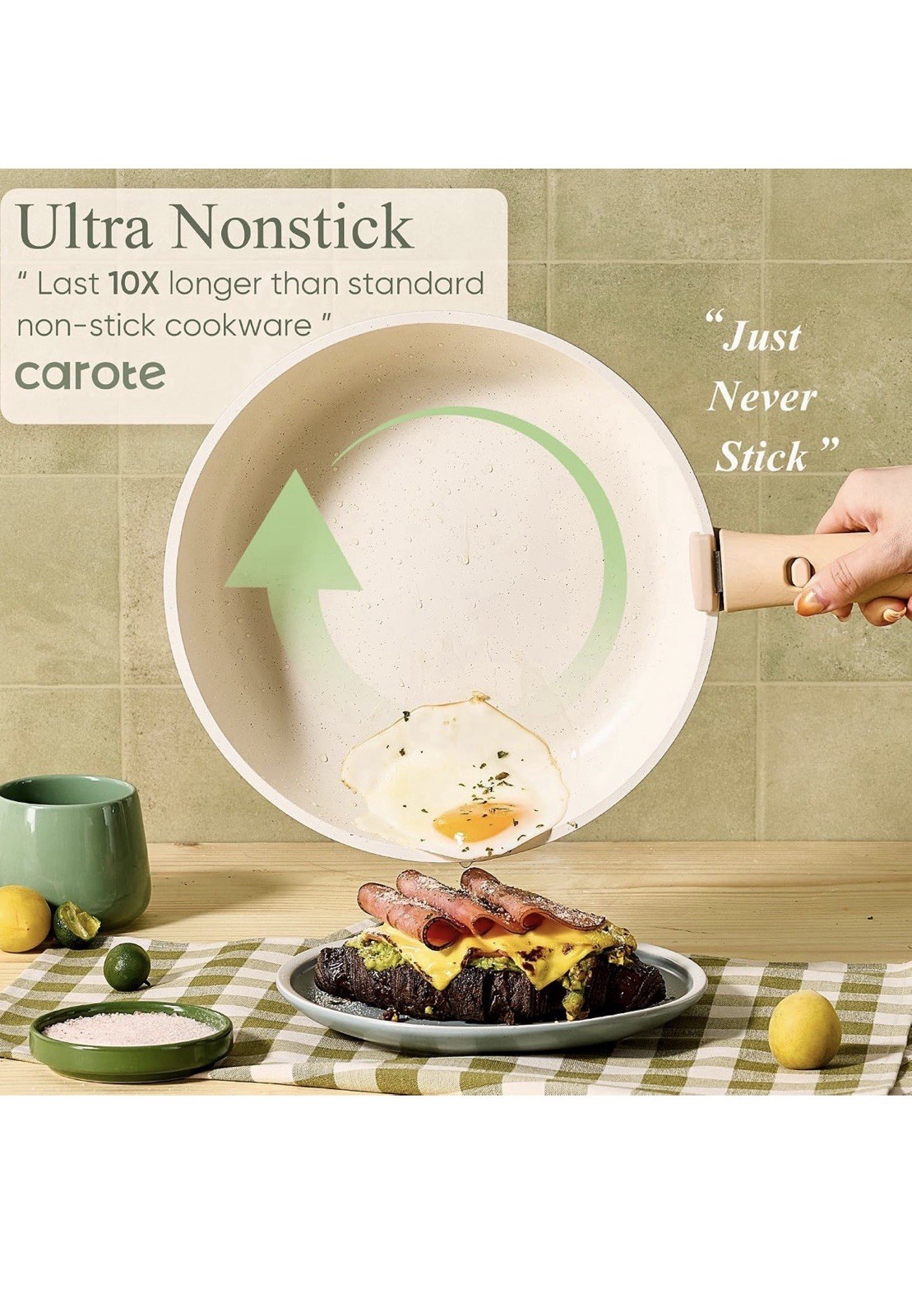 CAROTE Pots and Pans Set Nonstick Cookware Set Detachable Handle 19pcs Induction