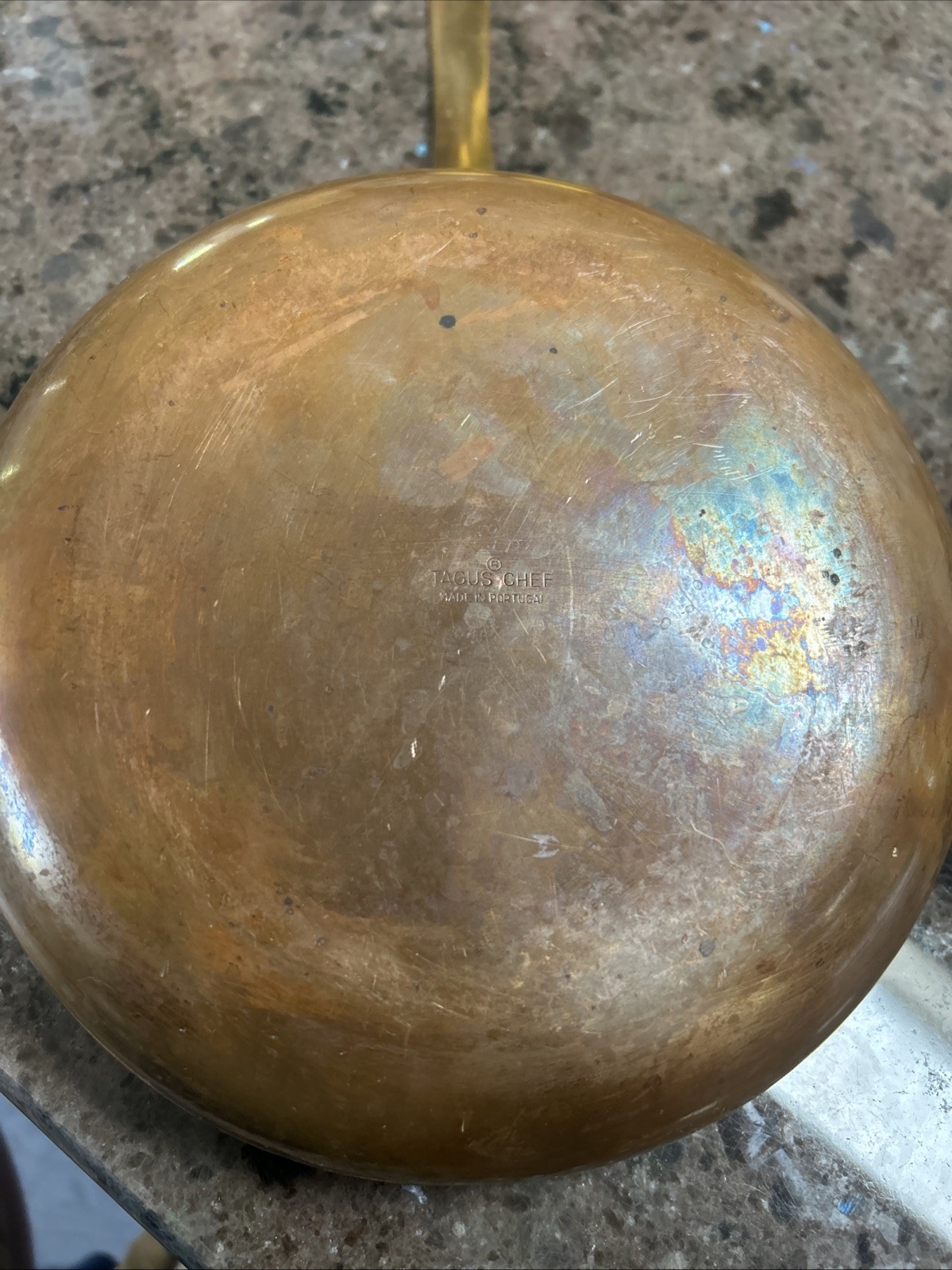 Vintage Tagus Copper Frying Pan Skillet Brass Handle 8.25″ Portugal Cookware