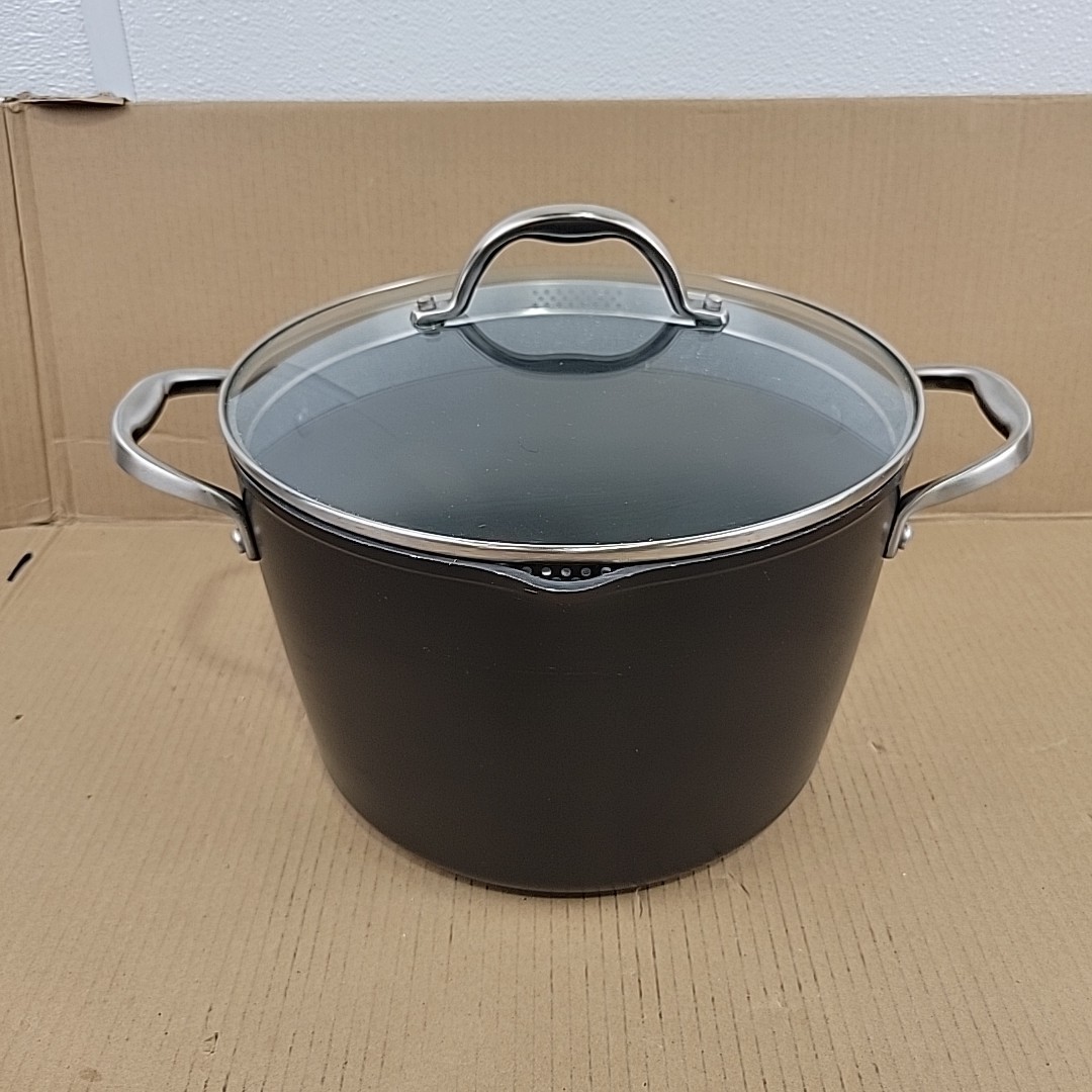 Tramontina 8 Qt / 7.5L Hard Anodized Nonstick Stock Pot w/ Straining Lid -…