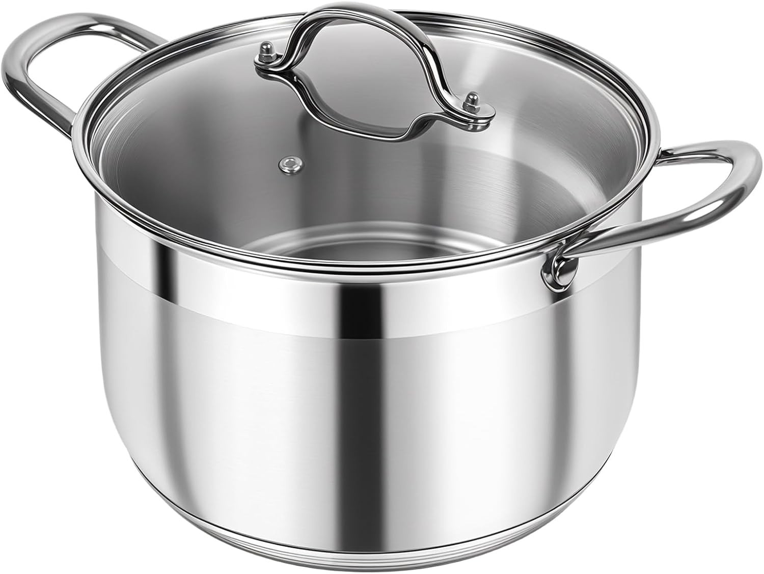 Non-Stick 12 Quart Stainless Steel Pot with Riveted Handles & Transparent Lid