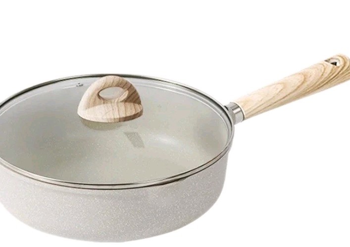 CAROTE ~ 4 Quart ~ Saute Pan w/Lid ~ BEIGE ~ Non-Stick Surface ~ All Stovetops