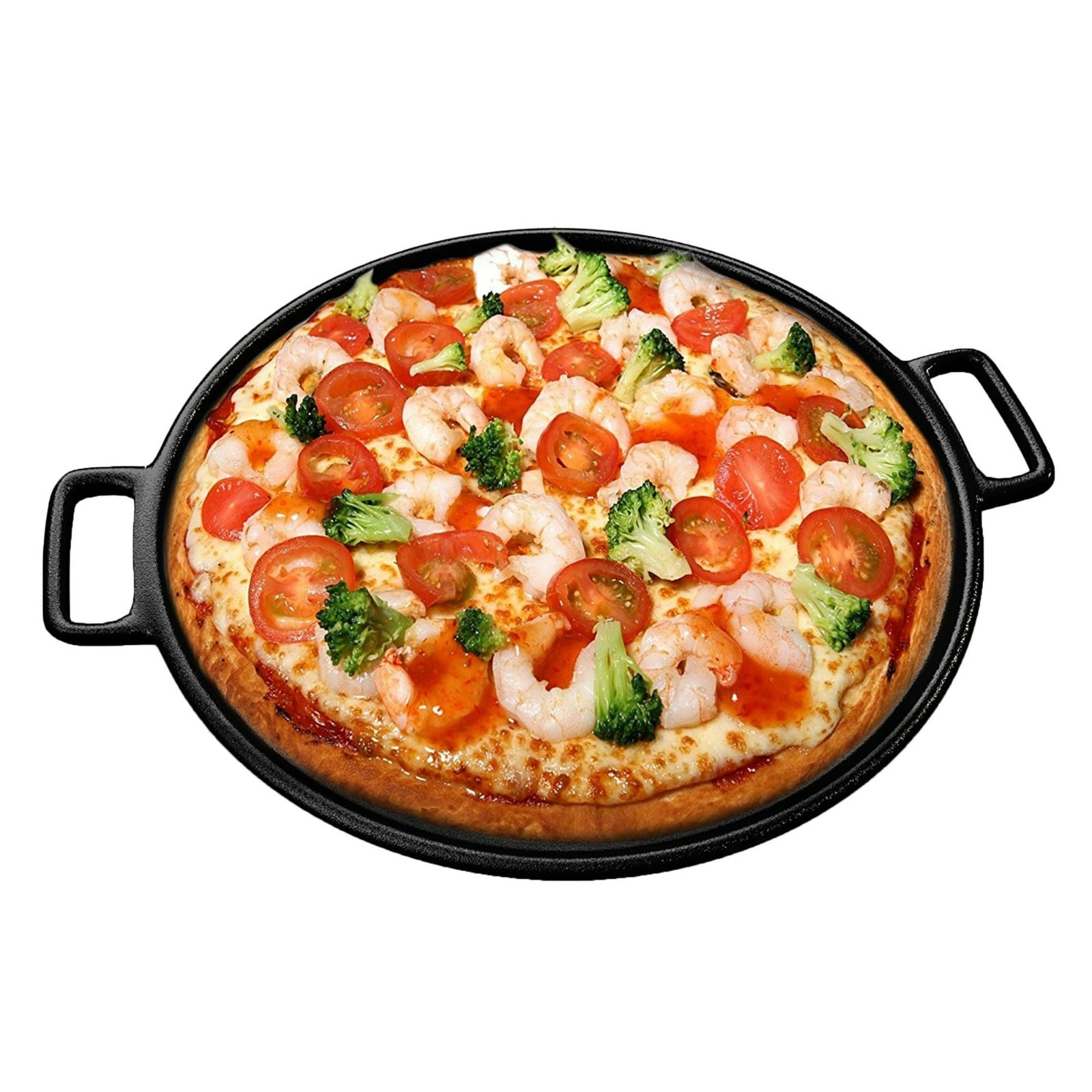 Pizza Pan Cast Iron Skillet Kitchen Cookware Frying Baking Cooking14 Black