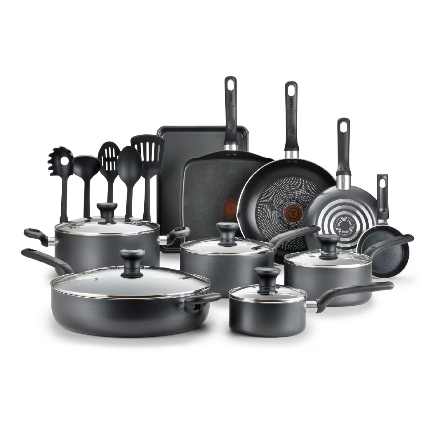 T-fal B087SKDW Easy Care 20-Piece Nonstick Cookware Set Thermospot – Gray