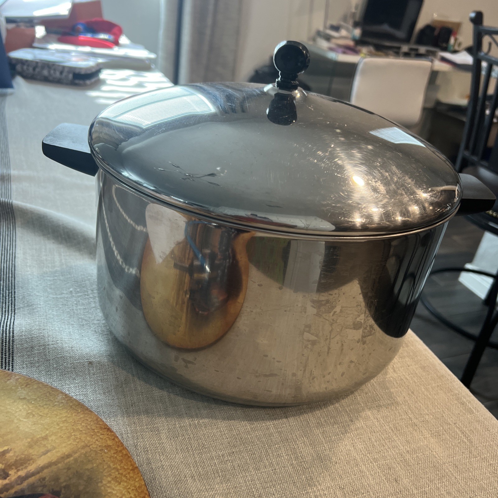Farberware Vintage 12 Qt Stock Pot with Lid Stainless Steel Aluminum Clad NY USA
