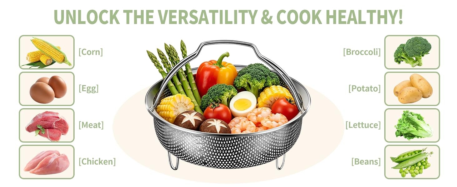 Stainless Steel Steamer Basket with Handle and Glove Diameter 8.66″, Steamer
