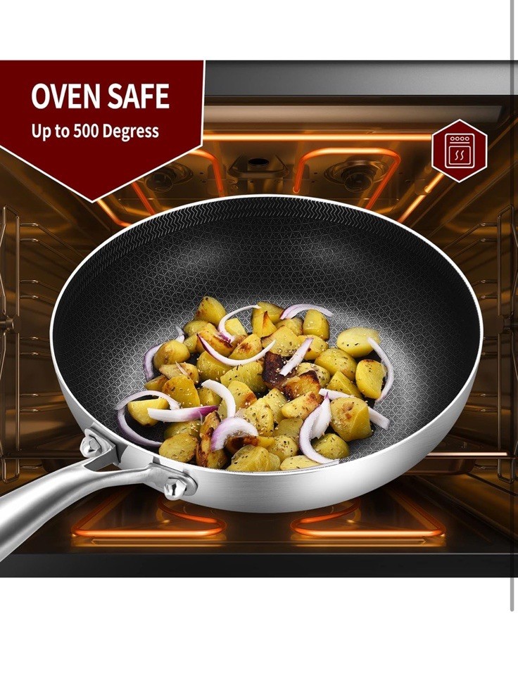 LOLYKITCH 6QT Tri-Ply Stainless Steel Sauté Pan with Lid+8″Nonstick Fry Pan Set