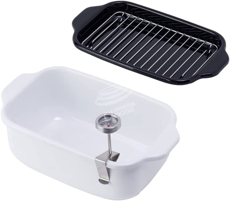 Fuji Horo Enaml Tempura Pot Fryer White 1.8 Liters with Thermometer from Japan