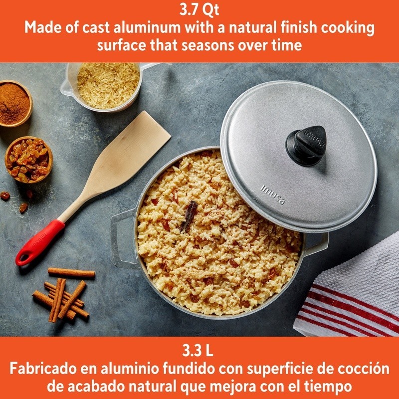 Cast Aluminum Caldero 3.7Qt Essential Hispanic Cookware Oven Safe Durable Design