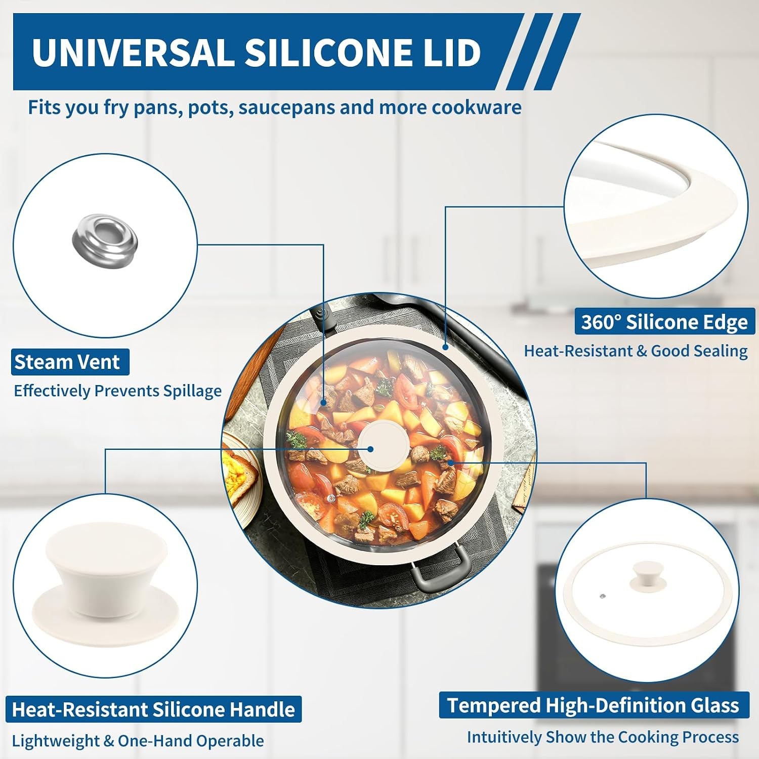 Pan Lid 10 Inch – Tempered Glass Pot Lid – Replacement Pan Cover for Cast Iron