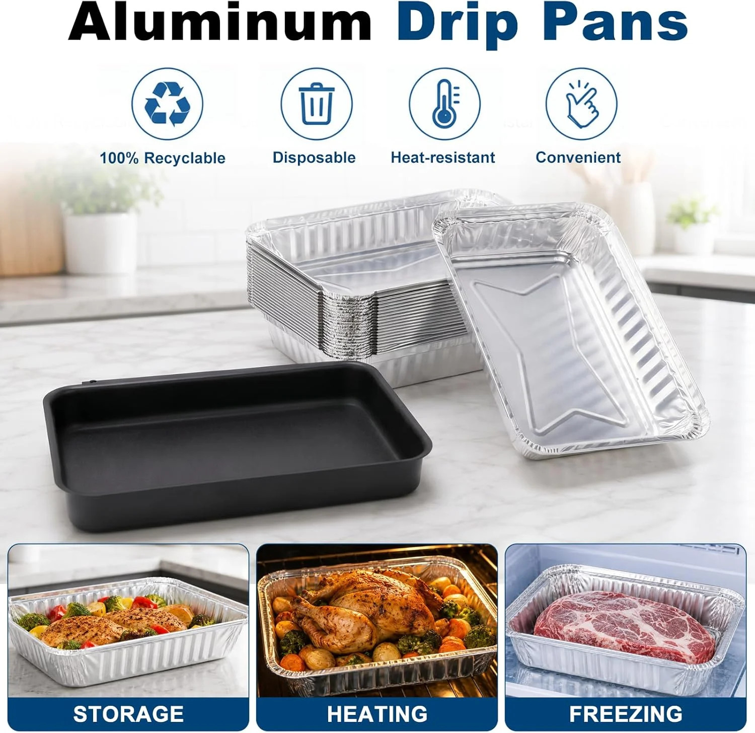 QuliMetal 93305 Catch Pan with 20 Pack 6415 Drip Pans for Weber Genesis II 3 Bur