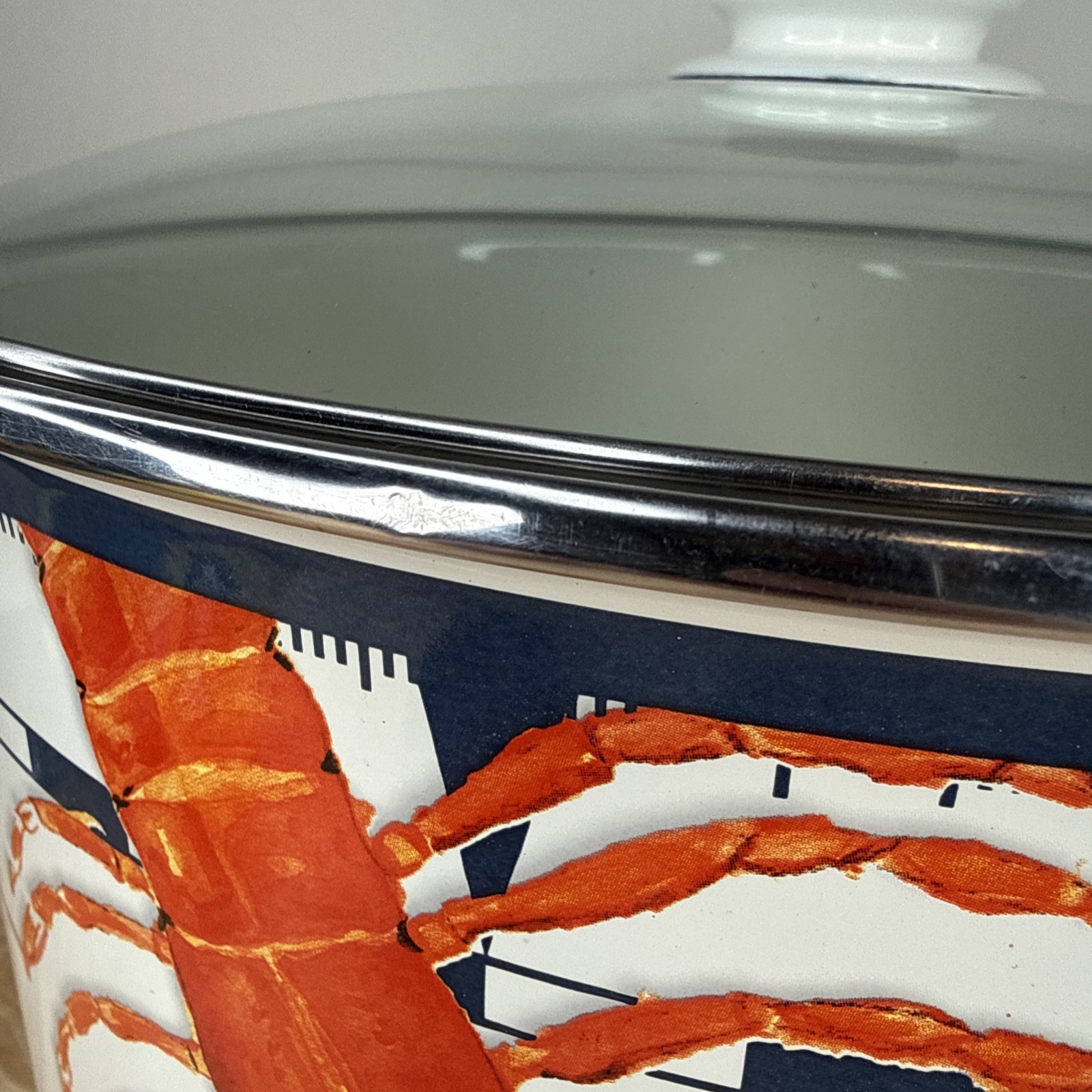 New Large Golden Rabbit Lobster Enamelware 18 Quart Stock Pot, Glass Lid, Rack