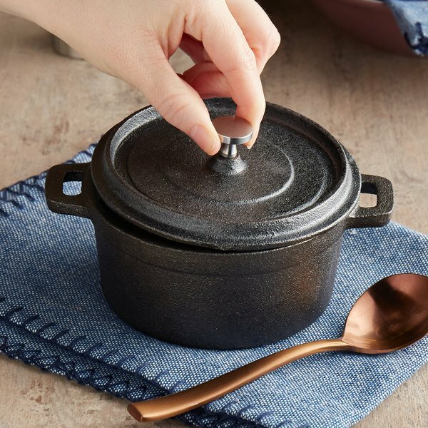 16 oz. Pre-Seasoned Mini Cast Iron Pot with Cover (4 Pots) by MyXOHome