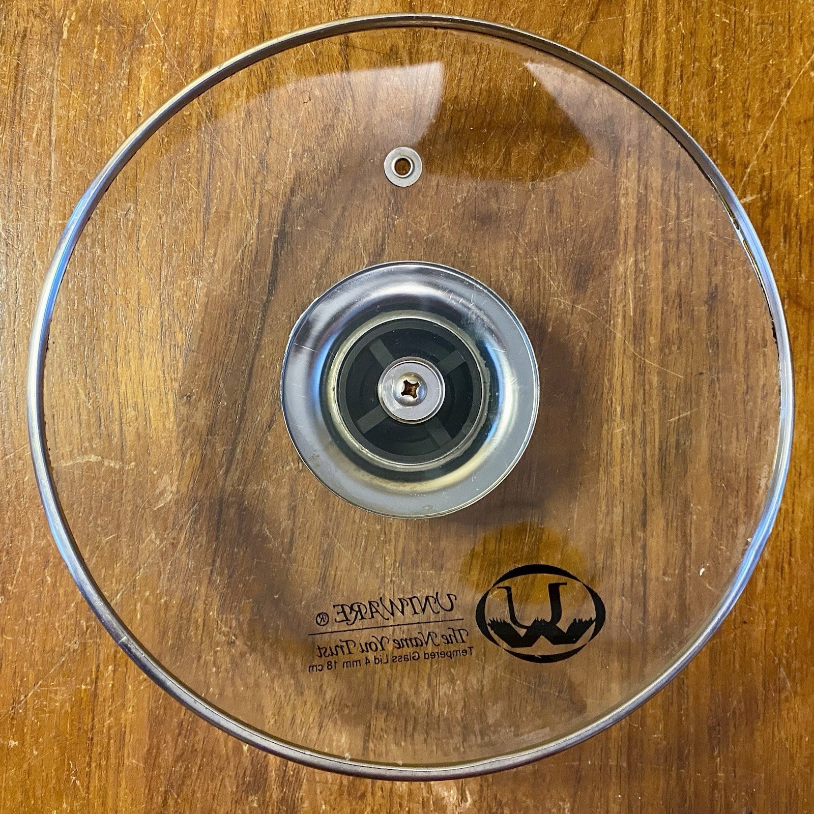 Uniwear Glass pot lid 8” Vented With Black Knob Replacement Cooking Lid