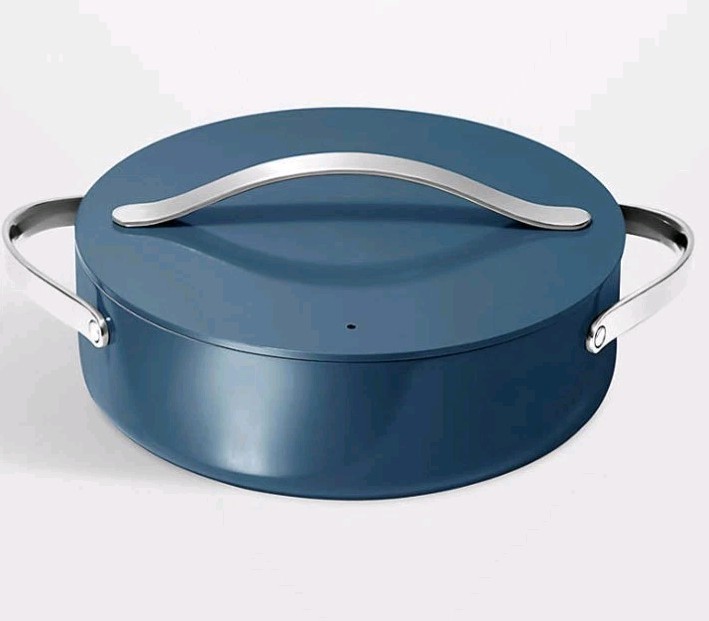 Caraway Home Non-Stick Stock Pan Navy 6 Quart with lid nice condition