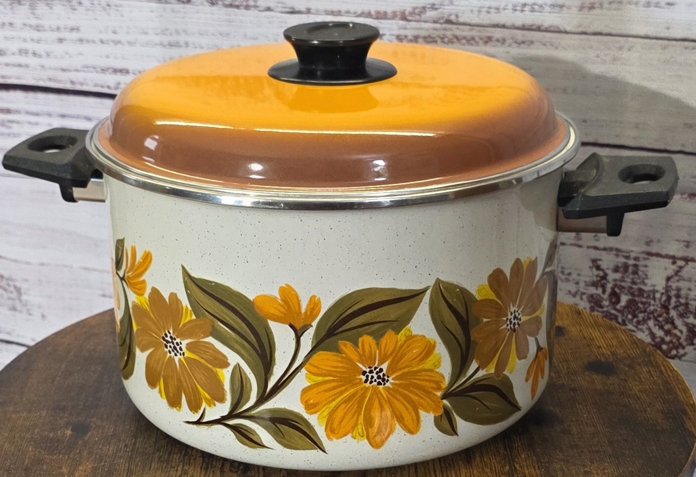 VTG JMP CAPRI Porcelain Clad Steel 6Qt Dutch Oven Pot w/Lid Enamelware Spain