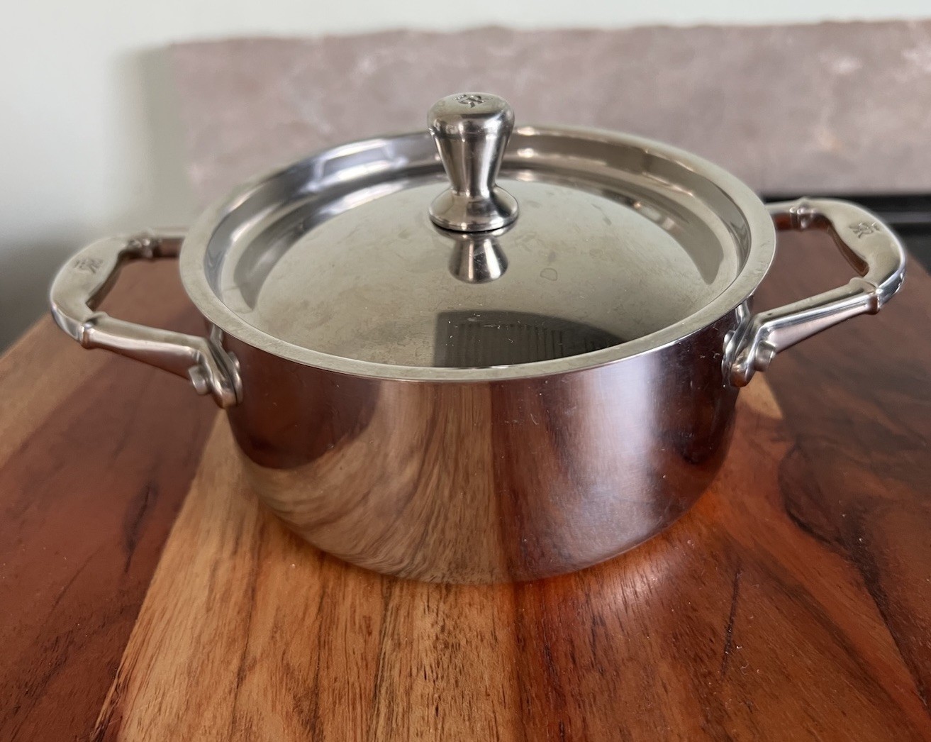 Ruffoni Italy Stainless 1/2 Quart Saucepot Mini Casserole w/ Lid 2” By 5”