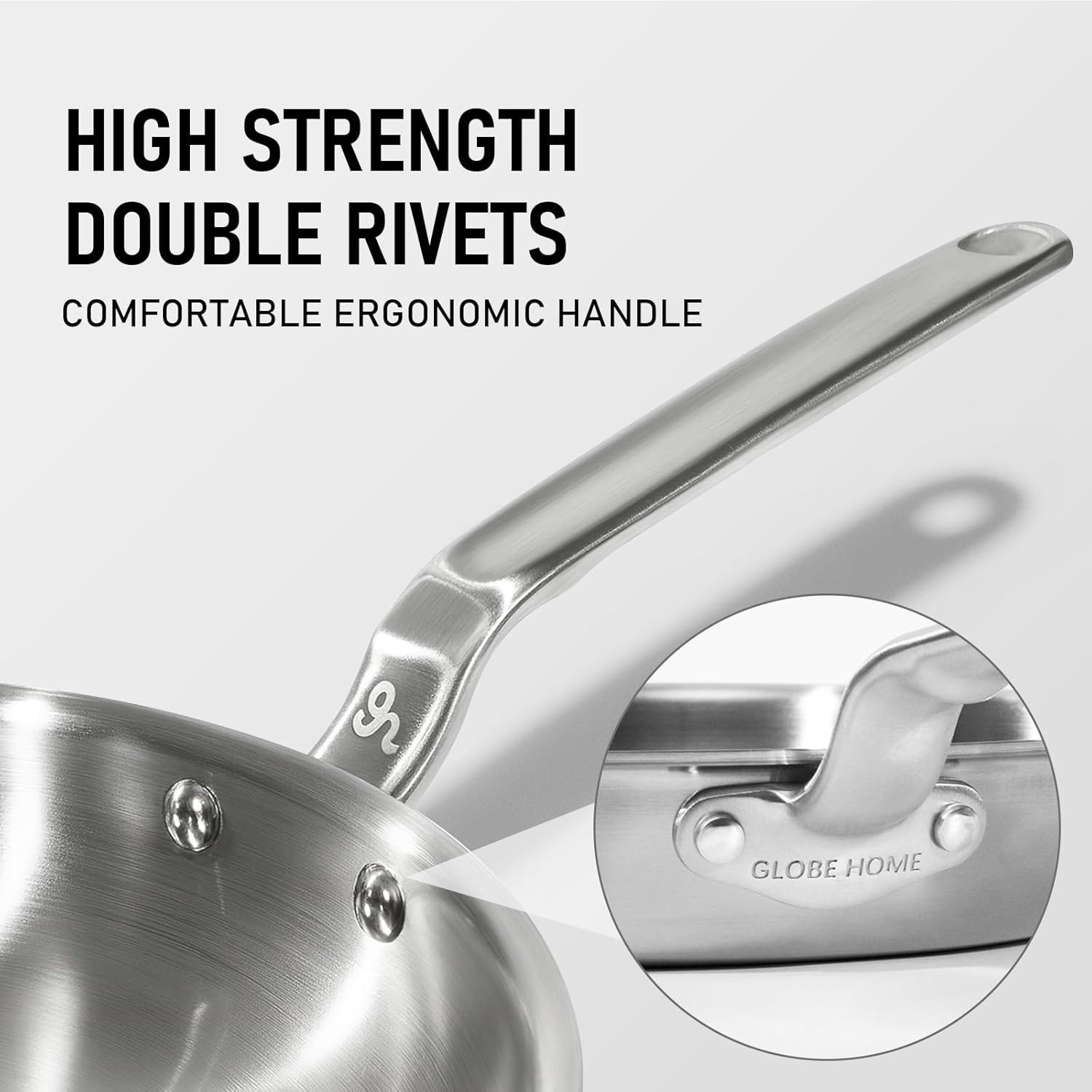 12 Inch Stainless Steel Frying Pan – 5 Ply Stainless Clad Skillet with Aluminum