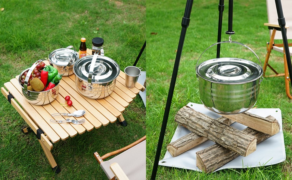 Large Capacity Soup Pot Nonstick Stew Pot Camping Cookware Stainless Steel