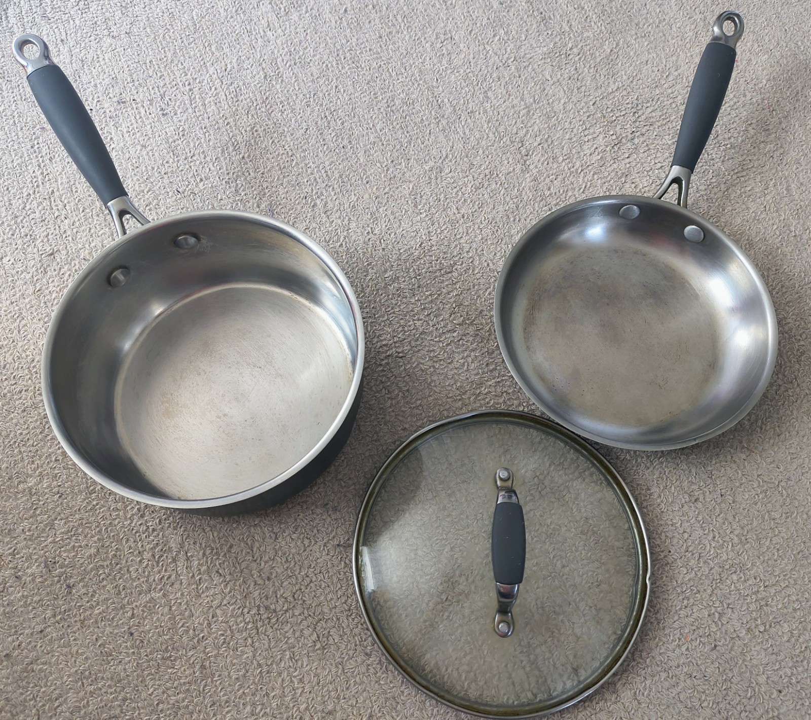 ​Martha Stewart 8″ Frying Pan & 3qt Pot with Lid Stainless Steel Aluminum Base