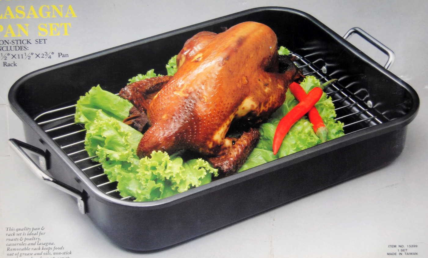 Roasting Lasagna Non-Stick Pan Set with Rack 15.5″ x 11.5″ x 2 3/4″ New T2687