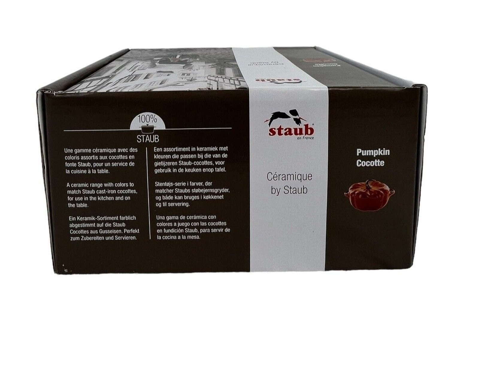 STAUB Ceramic Pumpkin Cocotte Dish 0.5 Qt 16-oz Burnt Orange Oven Safe NIB