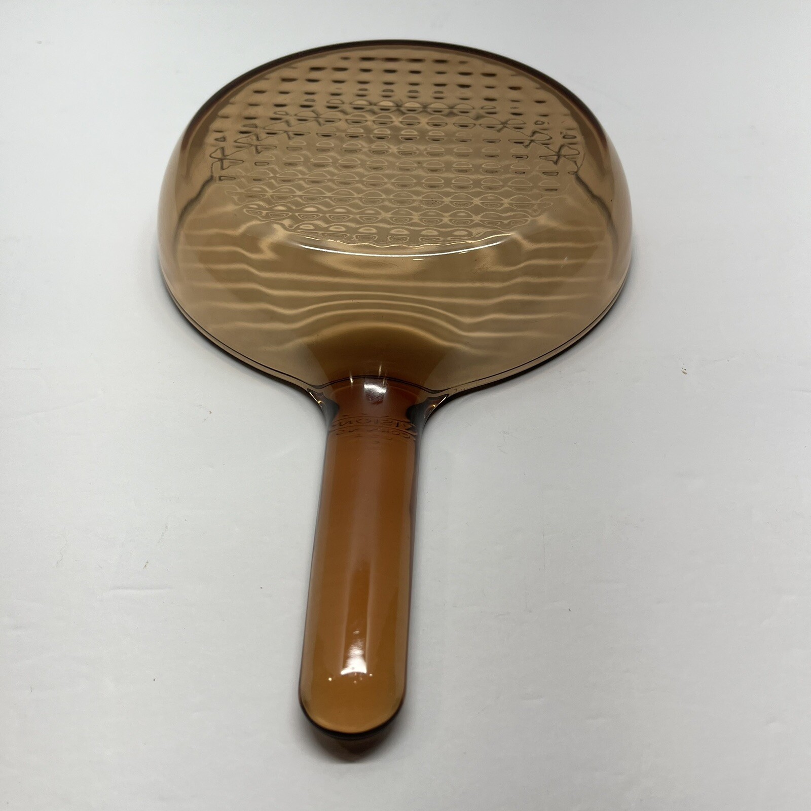 Corning Ware Visions Amber Pyrex 7″ Waffle Bottom Fry Pan Made in USA Vintage